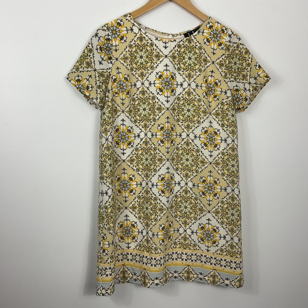 Lulus‎ Dandy Lion Yellow Print Shift Dress Women's Size M
